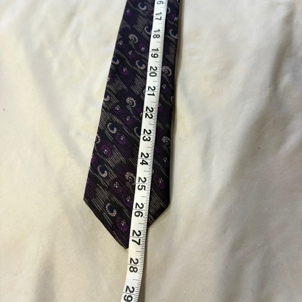 Cellini Collection Men's Dark Purple Swirl Patterned Silk‎ Necktie